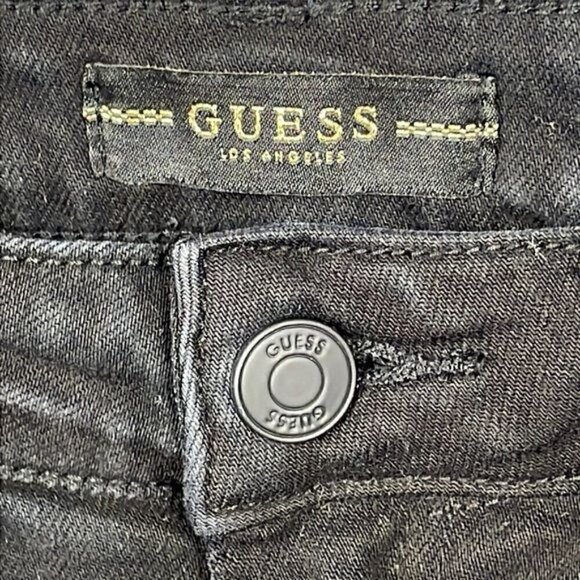Guess Sexy Curve Skinny Jeans Black Distressed Destroyed Raw Hem Sz 26 - Picture 6 of 15